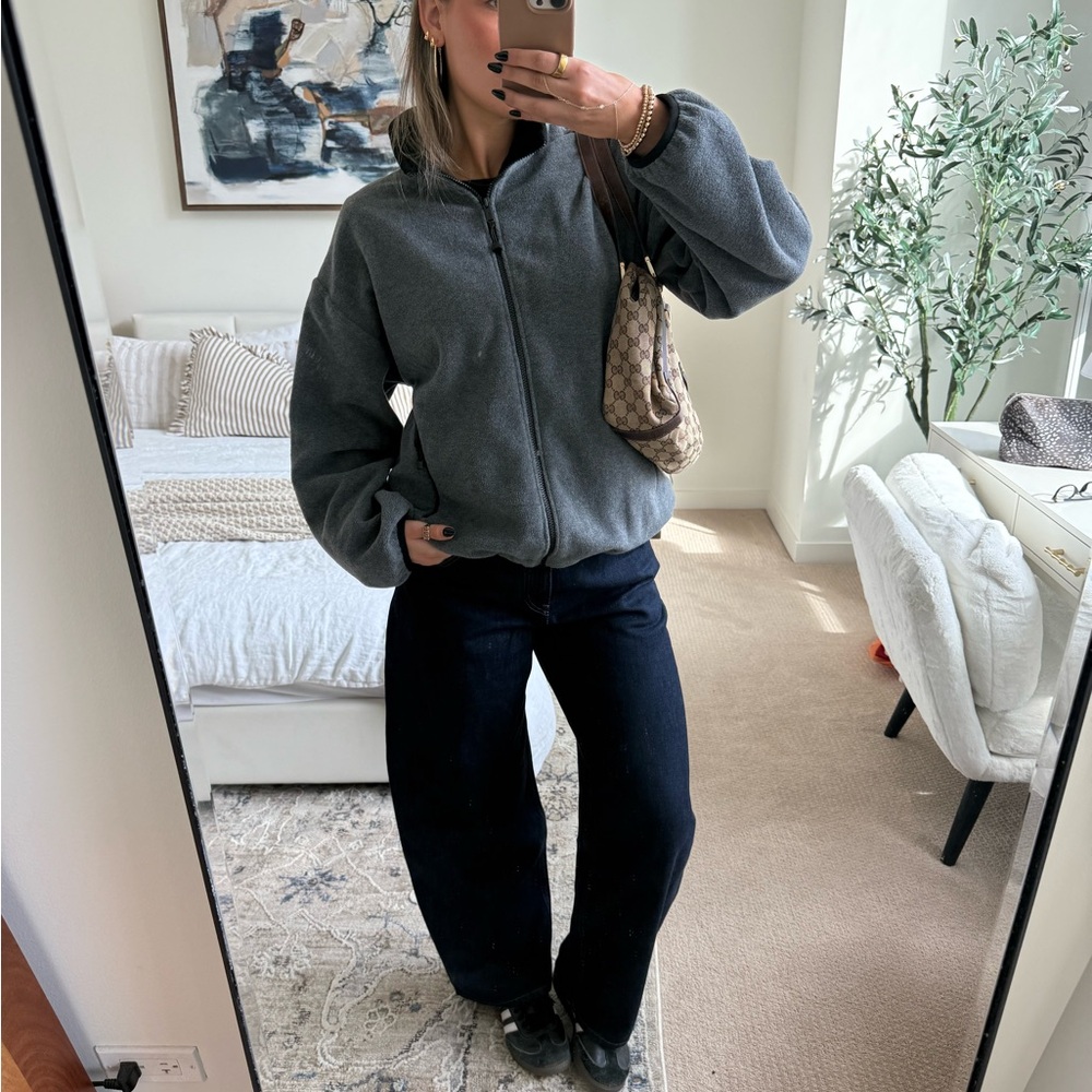 Aritzia Gray Zip-Up Fleece Jacket